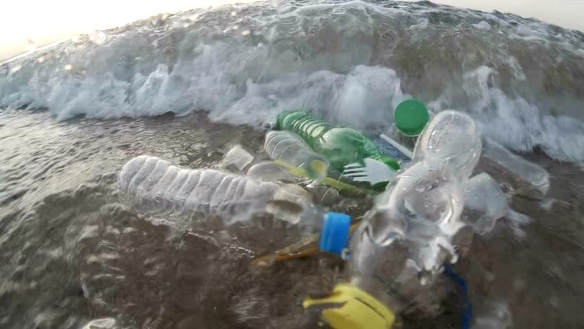 marine plastic pollution Garbage in ocean. Royalty-Free Stock Footage #1107680349