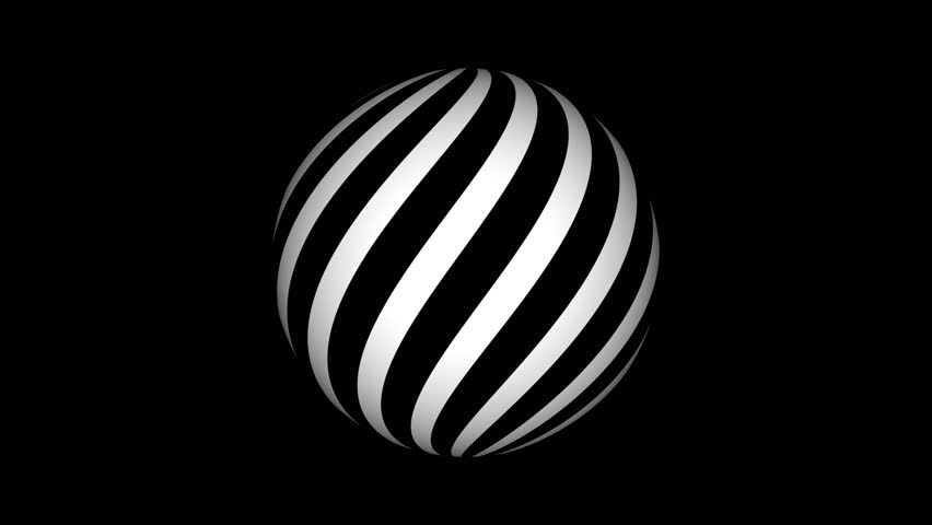 Abstract colorful sphere moving on white. Stripy color abstract sphere animation on black background. Royalty-Free Stock Footage #1107682723