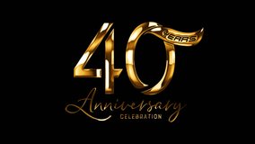 Happy 40th Anniversary Typography Text in Luxury Gold on a Transparent Background. For greetings, invitations, celebrations, events, and gifts. Great for celebrating a birthday or anniversary. - Powered by Shutterstock - Get 15% off with code: PIKWIZARD15