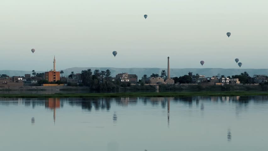 Sunrise Hot Air Balloons Over the Nile: Egypt