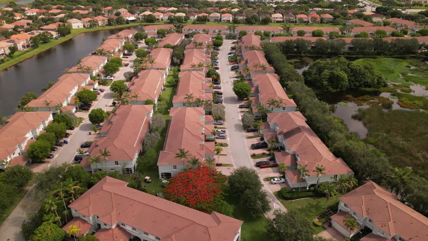 neighborhood community in Florida. Luxury houses in Miami. modern home
