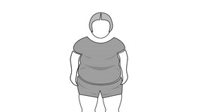 fat woman. weight loss. proper nutrition. diet. 4k video illustration.