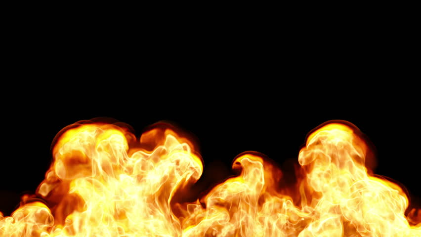 Fire flames wiping across the frame at 3 different speeds, 4k 24p isolated on black. 3 shots in one clip
