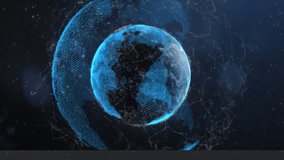 Animation of interface with data processing, neon ticking clock, globe and network of connections. Global networking and business technology concept - Powered by Shutterstock - Get 15% off with code: PIKWIZARD15