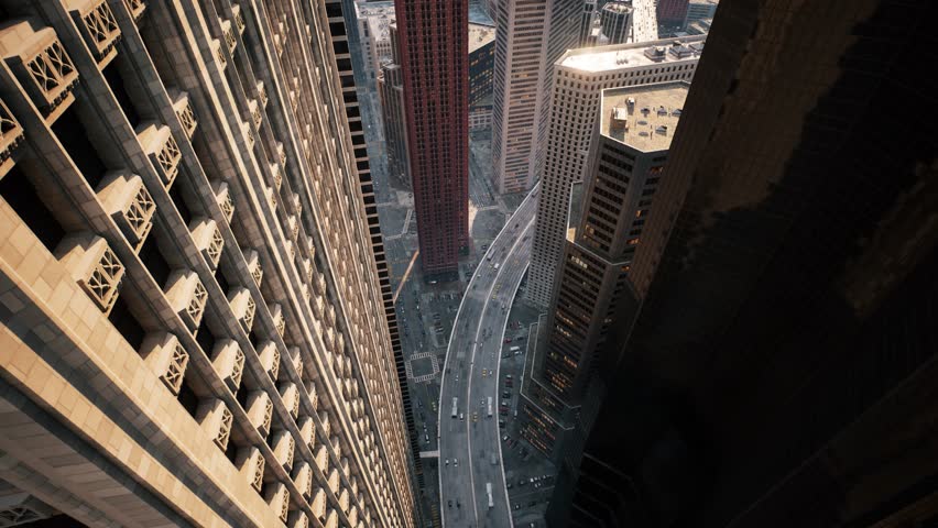 Flying between modern skyscrapers. Very tall skyscrapers from high | Shutterstock HD Video #1107714071