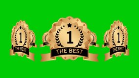 Gold colored certificate badge animation on green background suitable for content creators, business, presentations, video editors and graphic designers