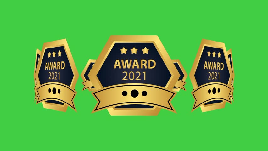 Gold colored certificate badge animation on green background suitable for content creators, business, presentations, video editors and graphic designers