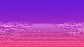 Futuristic animation of seamless empty virtual space with ramp background and scrolling wireframe floor, 4K abstract animated background - Powered by Shutterstock - Get 15% off with code: PIKWIZARD15