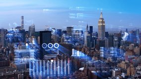 
Aerial Manhattan View with Financial Data. Famous New York City Skyscrapers with Holographic Futuristic FX Economy Charts. Augmented Reality over Smart City. NYC, United States. 
 - Powered by Shutterstock - Get 15% off with code: PIKWIZARD15