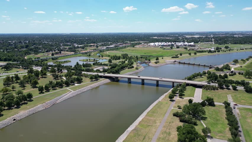 Aerial view of Oklahoma River landscape at Oklahoma