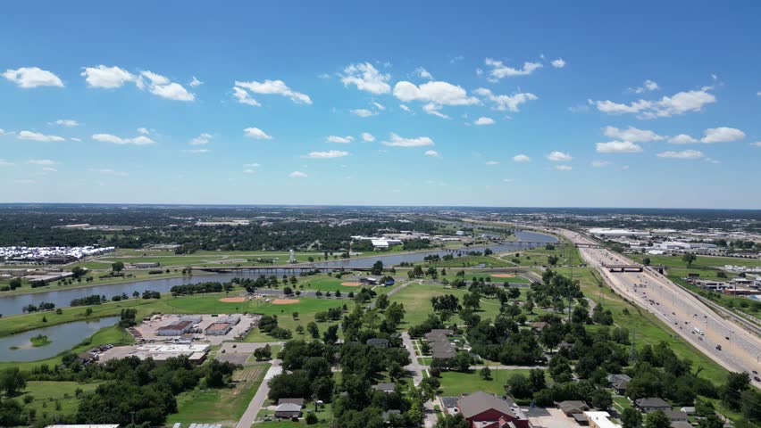 Aerial view of Oklahoma River landscape at Oklahoma