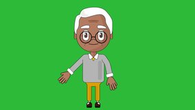 Old Man Grandfather Thinking Animation Character Talking Head Loop Alpha Cartoon Avatar