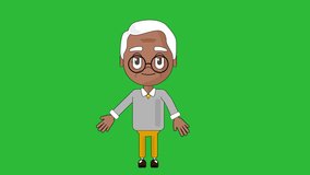 Old Man Grandfather Shocked Animation Character Talking Head Loop Alpha Cartoon Avatar