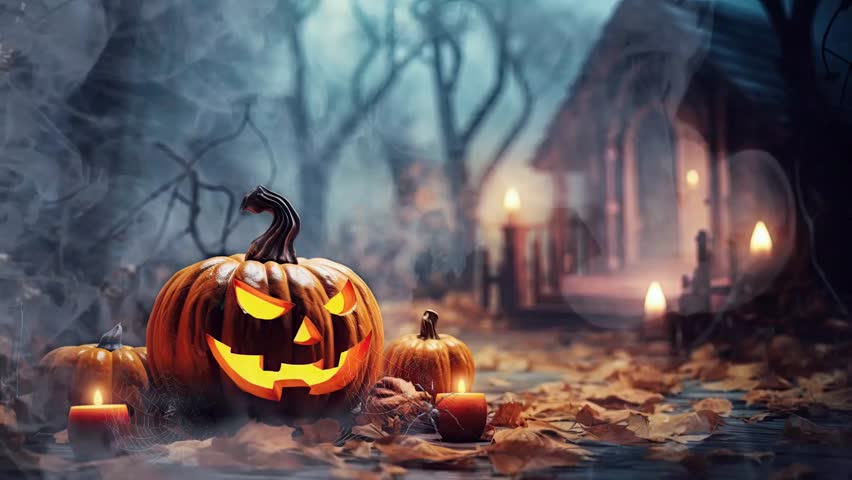 halloween night decorative with bat and moon background. seamless looping time-lapse virtual 4k video animation background. Royalty-Free Stock Footage #1107742485