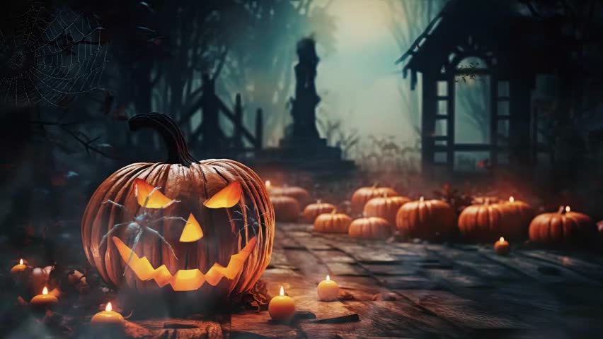 halloween night decorative with bat and moon background. seamless looping time-lapse virtual 4k video animation background. Royalty-Free Stock Footage #1107742493