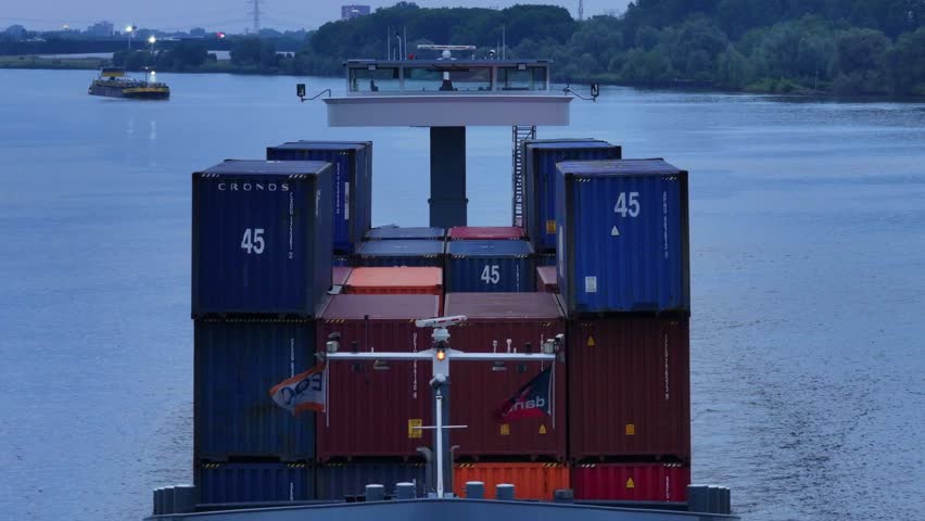 Moerdijk , Netherlands - 06 18 2023: Container ship Casa Blanca: Containers 