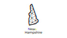 New Hampshire state map animation in polygonal style with glitch effect, 4k resolution video, US states motion graphics