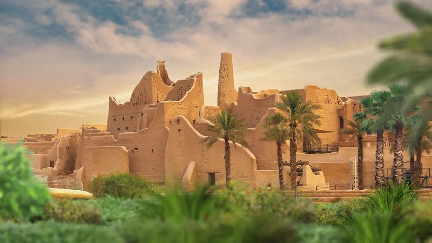 Ad Diriyah At-Turaif UNESCO World Heritage site, Kingdom of Saudi Arabia old heritage village imagination Imam Abdullah bin Saud Palace | Shutterstock HD Video #1107752629