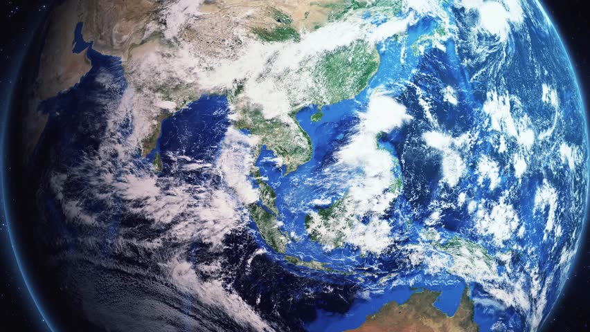 Zoom of the earth from space to the city. Zoom in to the city Kaposhvar, Hungary. 3D Animation. Stock video footage. 4K