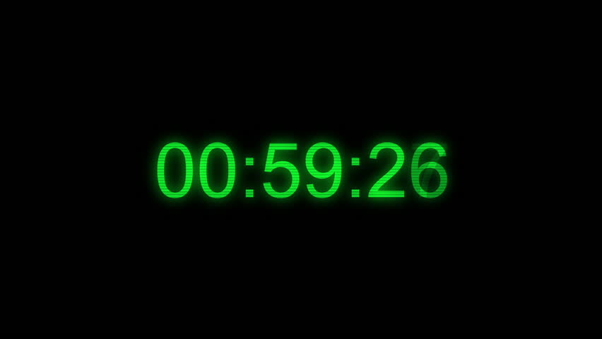 Green Timecode. Green digits on black background real time one minute 30 fps. Timecode countdown glitch malfunction real time. Royalty-Free Stock Footage #1107771171