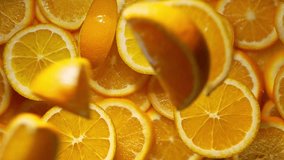 Super slow motion of orange slices with ice rotating in water, black background. Filmed on high speed cinema camera, 1000 fps. - Powered by Shutterstock - Get 15% off with code: PIKWIZARD15