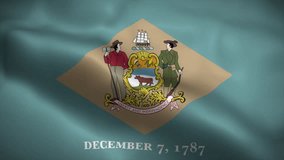 Delaware flag waving animation, perfect looping, 4K video background, official colors