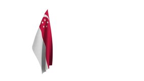 3D rendering of the flag of Singapore in the wind.