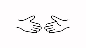4K illustration of shaking hands icon in outline design, animated on a white background - Powered by Shutterstock - Get 15% off with code: PIKWIZARD15