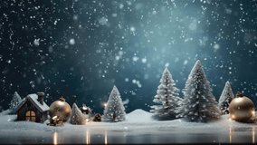 Christmas decoration and celebration with snowman and gift box background. seamless looping time-lapse virtual video animation background.