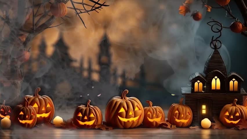 halloween night decorative with bat and moon background. seamless looping time-lapse virtual 4k video animation background. Royalty-Free Stock Footage #1107797965