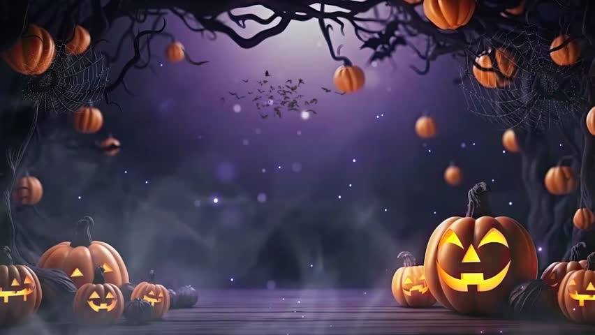 halloween night decorative with bat and moon background. seamless looping time-lapse virtual 4k video animation background. Royalty-Free Stock Footage #1107797969