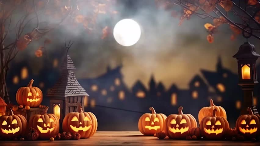 halloween night decorative with bat and moon background. seamless looping time-lapse virtual 4k video animation background. Royalty-Free Stock Footage #1107797975