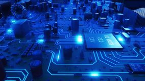 A computer processor with millions of connections and signals. Technology cpu background. Pulses and signals from the chip propagate through the motherboard. 3d animation - Powered by Shutterstock - Get 15% off with code: PIKWIZARD15