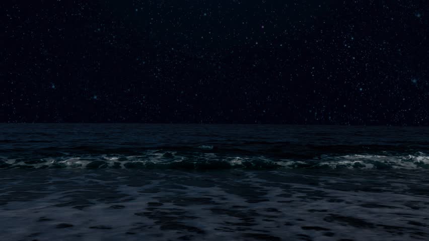 night sea with a view of mountains and starry sky