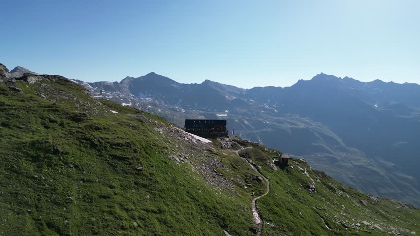 Austrian alpine scenery from Hohe Tauern, Badener hutte and mountain trail