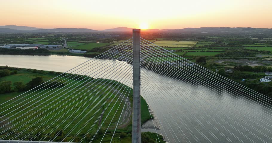 Fantastic bridge over the Suir River against the sunset Royalty-Free Stock Footage #1107815717