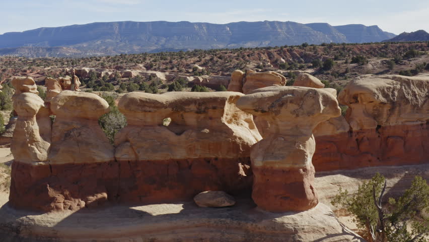 Flying past large rock formations in Devil