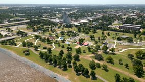 Aerial drone video Wiley Post Park 4k Oklahoma