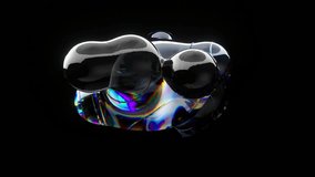 Abstract concept. Liquid gel moves and divides into bubbles on dark background. Advertising. Transparent. 3d animation . 3D Illustration - Powered by Shutterstock - Get 15% off with code: PIKWIZARD15