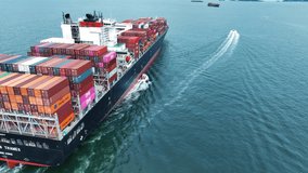 Stern of cargo container ship in the ocean ship carrying container and running for import export concept technology freight shipping sea freight by Ship	 - Powered by Shutterstock - Get 15% off with code: PIKWIZARD15