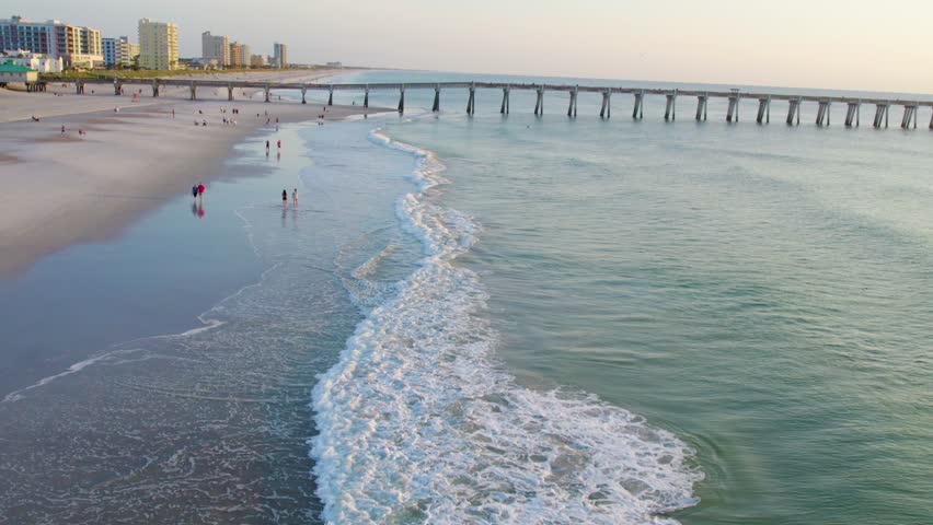 Jacksonville Beach Pier Drone Stock Footage Jacksonville Beach Florida July 23, 2023