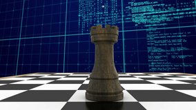 Animation of rook on chess board, european union flag, computer language, map over blue background. Digital composite, strategy, patriotism, global, coding and technology concept. - Powered by Shutterstock - Get 15% off with code: PIKWIZARD15