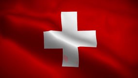 Switzerland flag waving animation, perfect looping, 4K video background, official colors