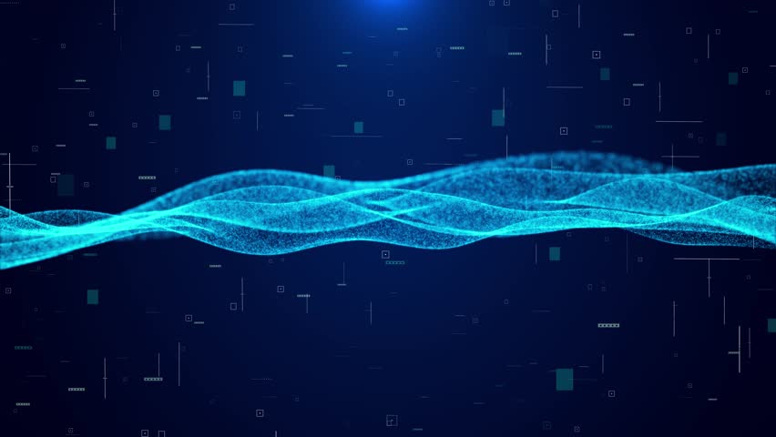 Wave dots weave lines background. Network connection structure. big data cybersecurity. Futuristic infographics. 4K 3D Social network business Big Data stream. Global database. 3D Illustration