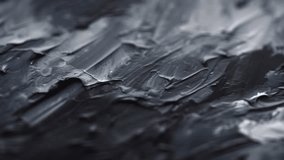 Black Paint trace, abstract painting background texture. Slow panoramic camera motion, macro, deep focus (blur). High detailed 4K video.  Pattern texture surface panning background. 