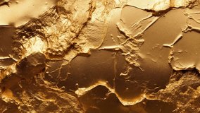 Gold Paint trace, abstract painting background texture.Slow panoramic camera motion, macro, deep focus (blur). High detailed 4K video.  Pattern texture surface panning background. 