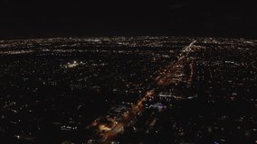 City of Miami Night Downtown View Aerial Drone Video, Miami, US