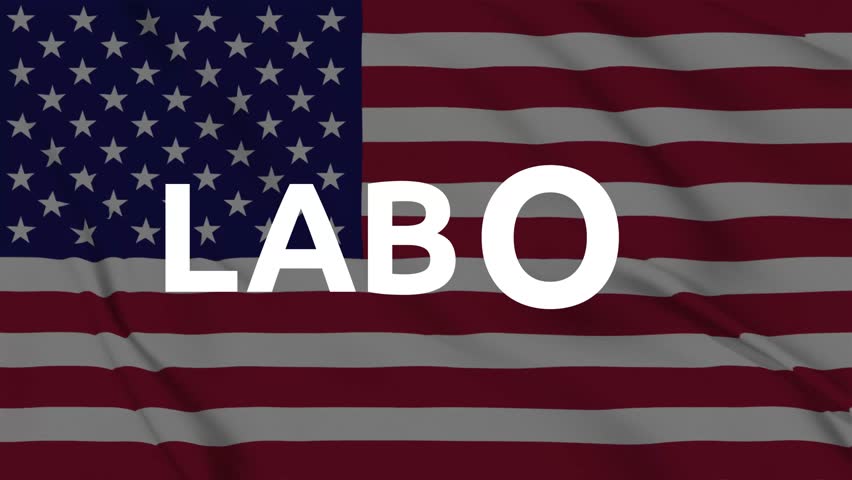 Happy Labor Day lettering with cinematic zoom text effect in United States flag background. 4k animated video for Labor Day celebration.