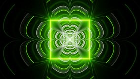 Green and White Neon Glow Clover Tunnel Background VJ Loop in 4K