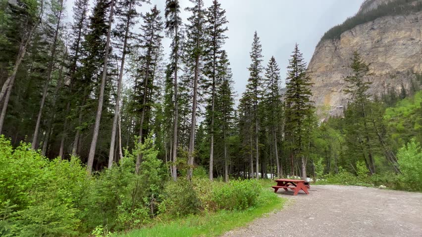 The beautiful scenic view in Kicking Horse Campgraound in Yoho National Park in Canada.